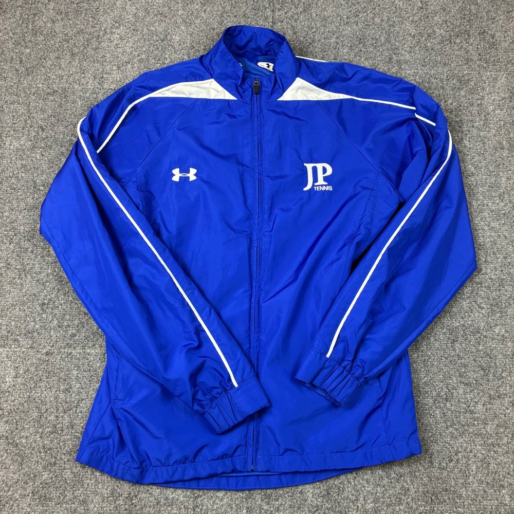 Under Armour Mens Small Blue JP Tennis Full Zip Windbreaker Jacket Mesh Lined